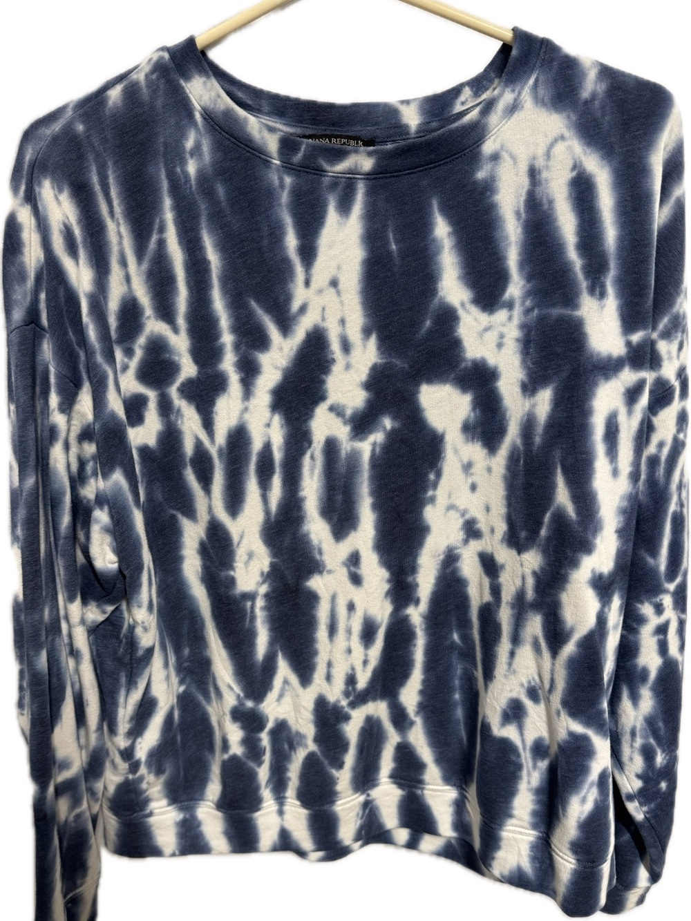 Banana Republic Navy and White Tie-Dye Crewneck Sweatshirt